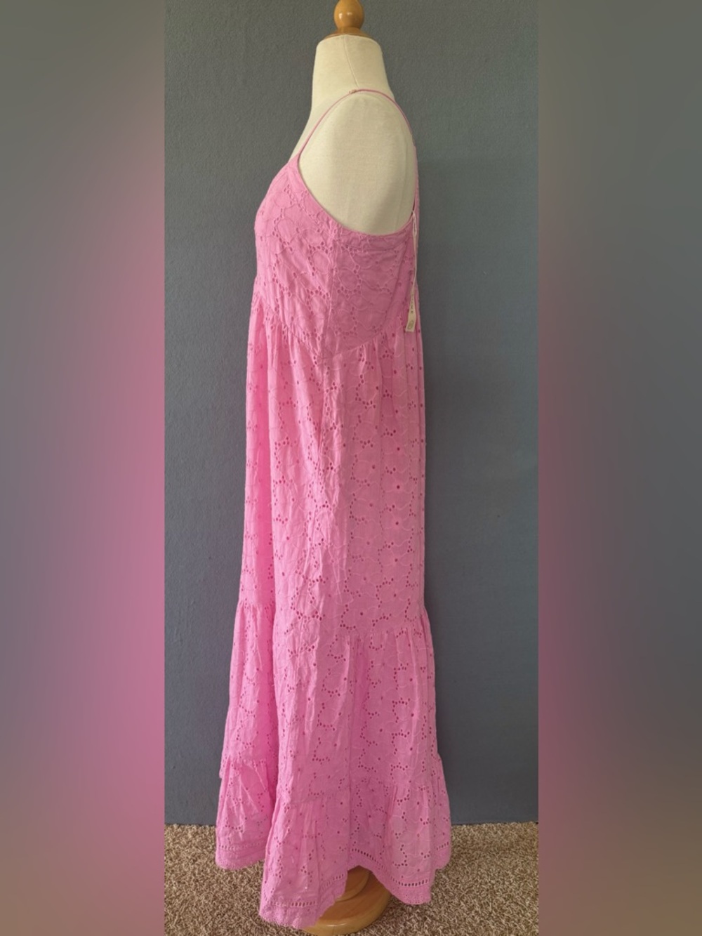 Saltwater LUXE Amalia Midi Dress Pink Eyelet Embroidered Cotton Sundress S NWT - Picture 4 of 11